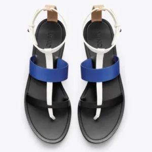 ✨HPx2✨VINCE. Crete Multi-Color Leather T-Strap Sandal Blue, Black, Beige Sz 7.5